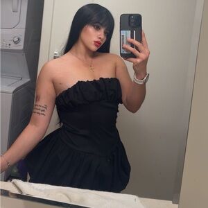 SHEIN Black Strapless Mini Dress